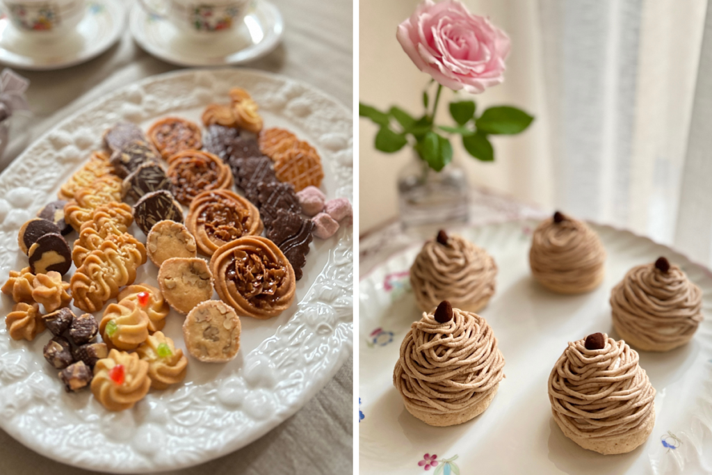 石川美奈子のフランス菓子教室〝ガトー・ド・ミナコ / Les gâteaux de Minako〟クッキーとモンブランの写真